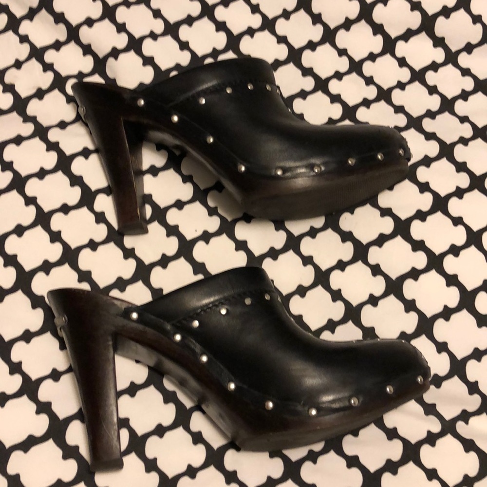 Michael Kors high heeled studded clogs